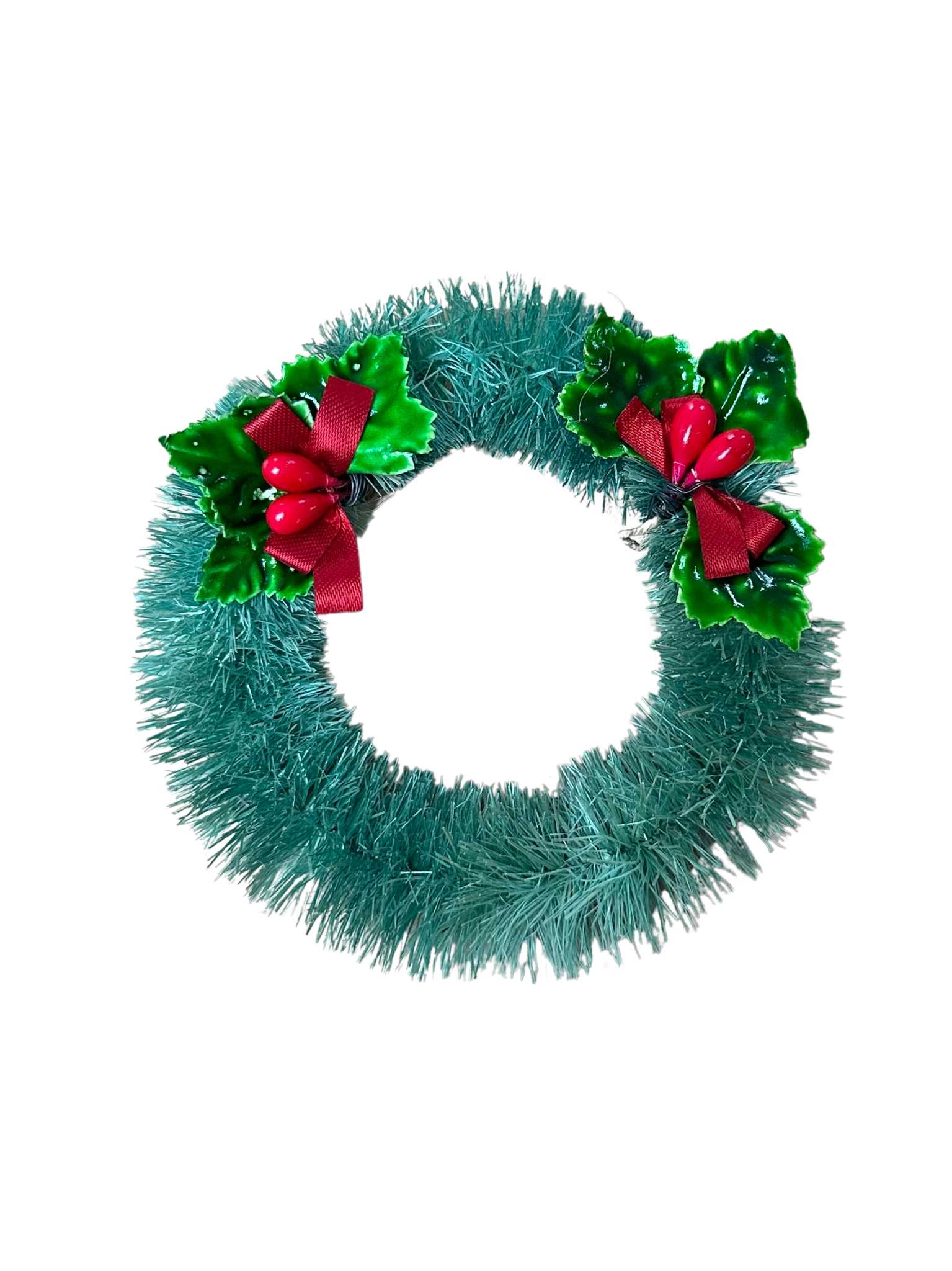 Vintage Bottle Brush Wreath with Holly